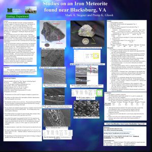 Studies on an Iron Meteorite found near Blacksburg