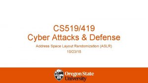 CS 519419 Cyber Attacks Defense Address Space Layout