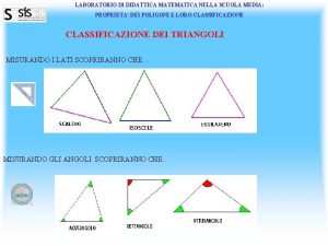 LABORATORIO DI DIDATTICA MATEMATICA NELLA SCUOLA MEDIA PROPRIETA