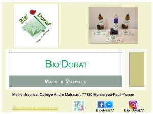 BIODORAT MADE IN MALRAUX Minientreprise Collge Andr Malraux