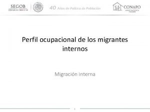 Perfil ocupacional de los migrantes internos Migracin interna