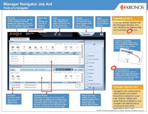Manager Navigator Job Aid Parts of a Navigator