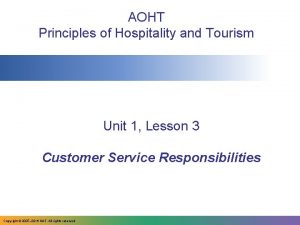 Aoht principles of hospitality and tourism