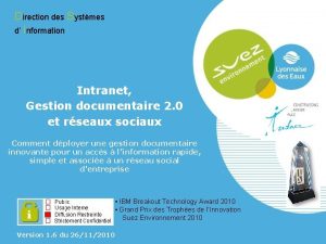 Direction des Systmes d Information Intranet Gestion documentaire
