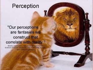 Perception Our perceptions are fantasies we construct that