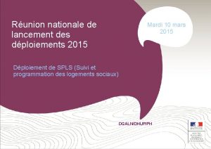 Runion nationale de lancement des dploiements 2015 Mardi