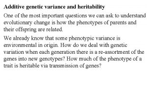 Additive genetic variation definition