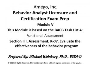Amego Inc Behavior Analyst Licensure and Certification Exam