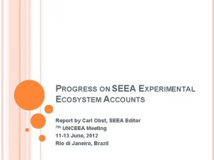 PROGRESS ON SEEA EXPERIMENTAL ECOSYSTEM ACCOUNTS Report by