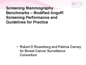 Screening Mammography Benchmarks Modified Angoff Screening Performance and