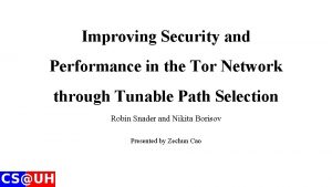 Improving security performance