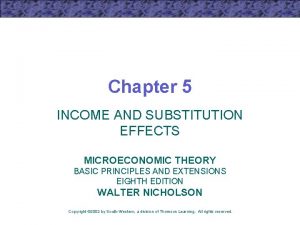 Chapter 5 INCOME AND SUBSTITUTION EFFECTS MICROECONOMIC THEORY