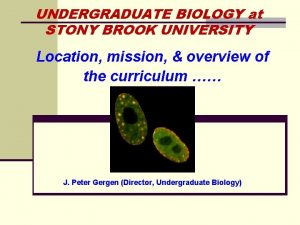 UNDERGRADUATE BIOLOGY at STONY BROOK UNIVERSITY Location mission