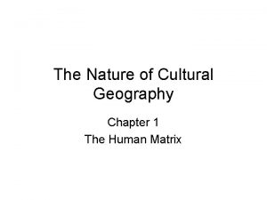 Cultural geography definition