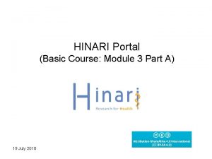 HINARI Portal Basic Course Module 3 Part A