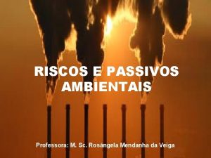 RISCOS E PASSIVOS AMBIENTAIS Professora M Sc Rosngela