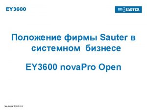EY 3600 Sauter EY 3600 nova Pro Open