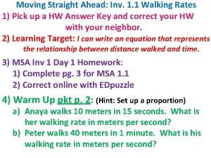Moving Straight Ahead Inv 1 1 Walking Rates