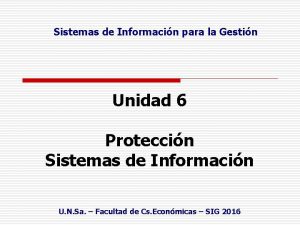 Sistemas de Informacin para la Gestin Unidad 6