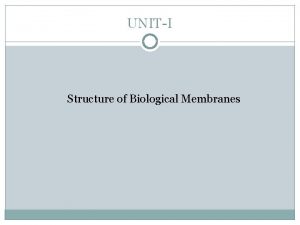 UNITI Structure of Biological Membranes Cell Membrane Anil