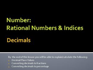 Number Rational Numbers Indices Decimals By the end