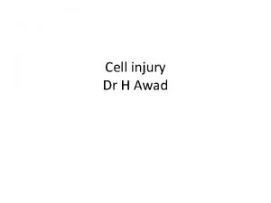 Cell injury Dr H Awad Mechanisms of cell