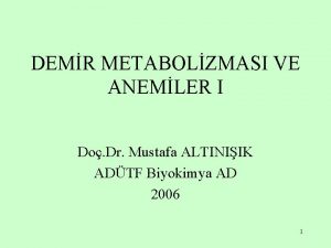 DEMR METABOLZMASI VE ANEMLER I Do Dr Mustafa