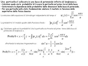 Una particella e collocata in una buca di