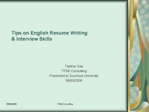 Tips on English Resume Writing Interview Skills Tammy