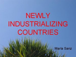 NEWLY INDUSTRIALIZING COUNTRIES Mara Sanz Taiwan South Korea