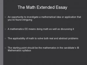 Mathematics extended essay