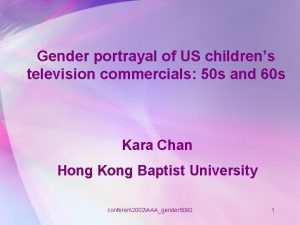 Gender portrayal of US childrens television commercials 50