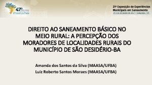 DIREITO AO SANEAMENTO BSICO NO MEIO RURAL A