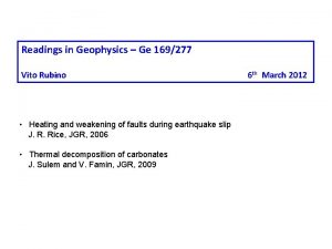 Readings in Geophysics Ge 169277 Vito Rubino Heating