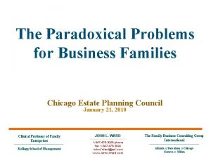 The Paradoxical Problems for Business Families Chicago Estate