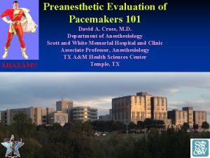 Preanesthetic Evaluation of Pacemakers 101 SHAZAM David A