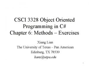 CSCI 3328 Object Oriented Programming in C Chapter