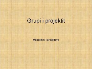 Grupi i projektit Menaxhimi i projekteve Grupi i