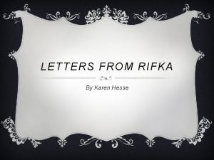 Letter from rifka