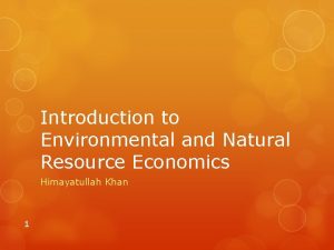 Introduction to Environmental and Natural Resource Economics Himayatullah