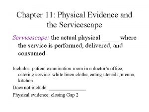 Chapter 11 Physical Evidence and the Servicescape the
