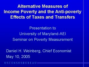 Alternative Measures of Income Poverty and the Antipoverty