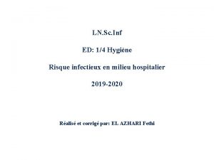 LN Sc Inf ED 14 Hygine Risque infectieux