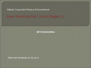 Islamic Corporate Finance Investment Pasar Modal syariah Sukuk