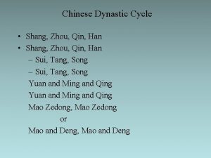 Dynastic cycle in china
