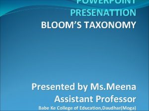 Bloom's taxonomy ppt
