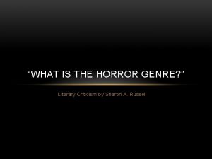 What is the horror genre by sharon a. russell