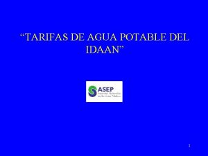 TARIFAS DE AGUA POTABLE DEL IDAAN 1 Tipos