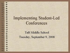 Implementing StudentLed Conferences Taft Middle School Tuesday September