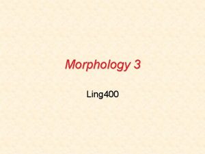 Morphology 3 Ling 400 correction singsang alternation iswas